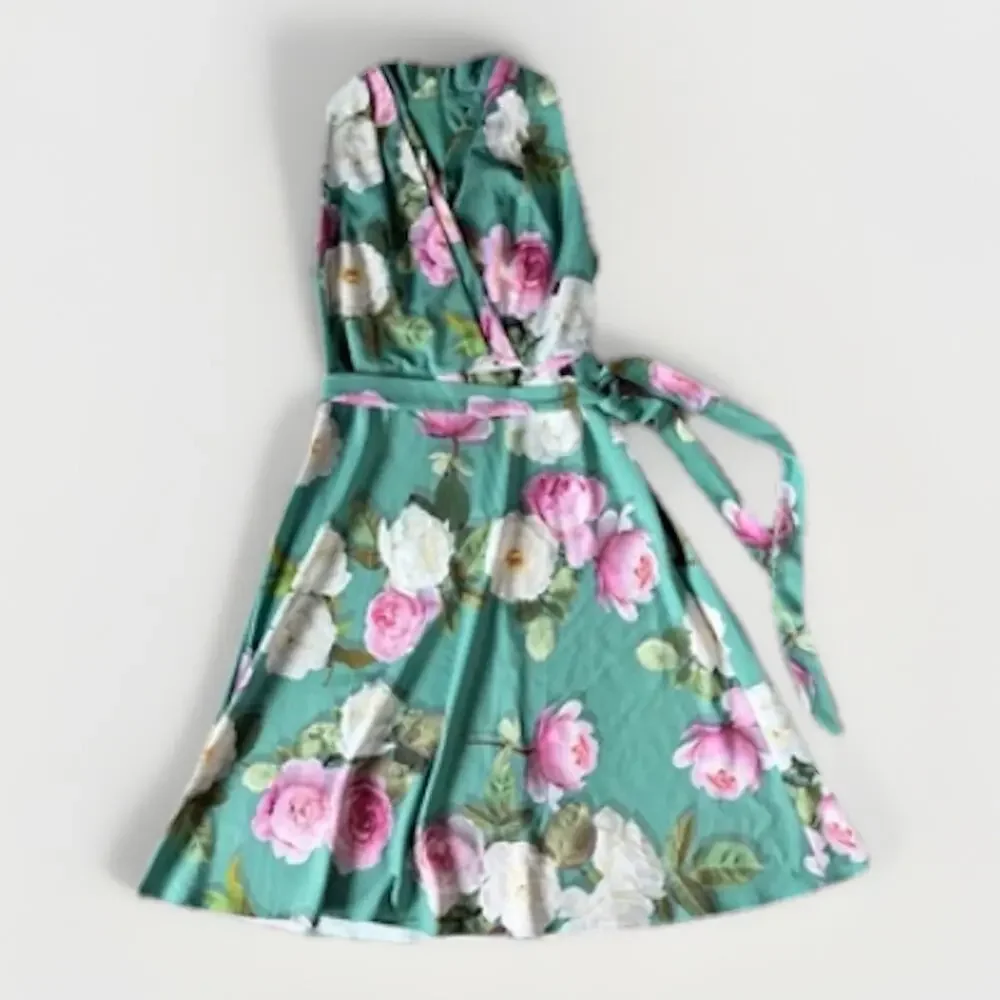 Adrianna Papell Floral Wrap Dress Fit & Flare Garden Party Cottagecore Size 8